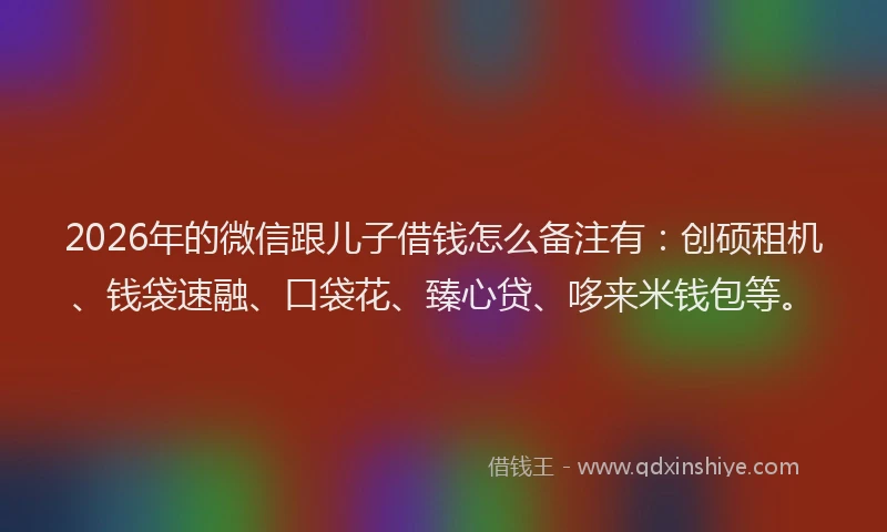 2026年的微信跟儿子借钱怎么备注有：创硕租机、钱袋速融、口袋花、臻心贷、哆来米钱包等。