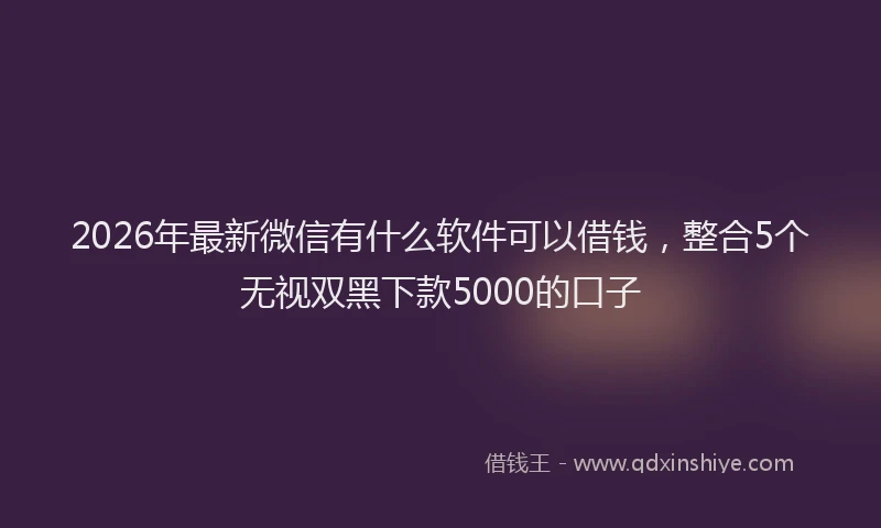 2026年最新微信有什么软件可以借钱，整合5个无视双黑下款5000的口子