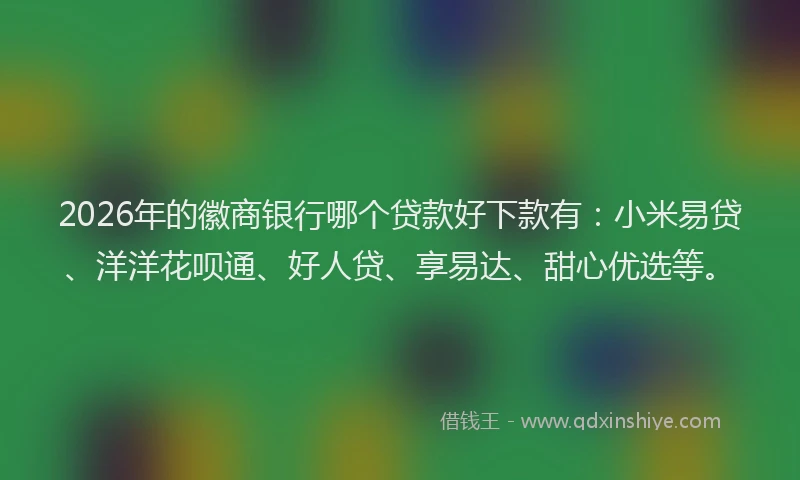 2026年的徽商银行哪个贷款好下款有：小米易贷、洋洋花呗通、好人贷、享易达、甜心优选等。