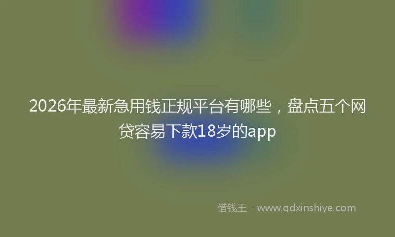 2026年最新急用钱正规平台有哪些，盘点五个网贷容易下款18岁的app