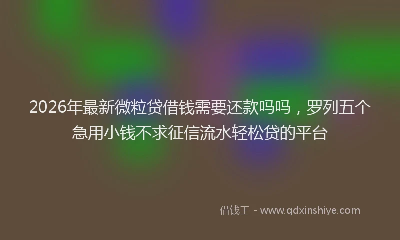 2026年最新微粒贷借钱需要还款吗吗，罗列五个急用小钱不求征信流水轻松贷的平台