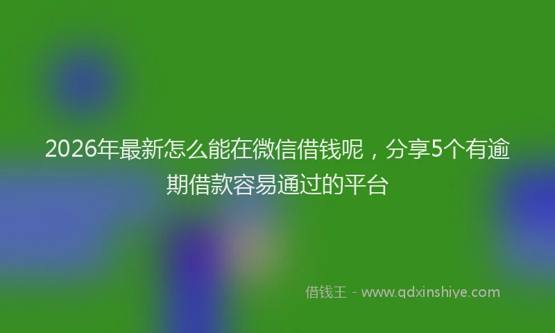 2026年最新怎么能在微信借钱呢，分享5个有逾期借款容易通过的平台