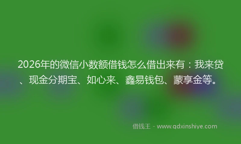 2026年的微信小数额借钱怎么借出来有：我来贷、现金分期宝、如心来、鑫易钱包、蒙享金等。