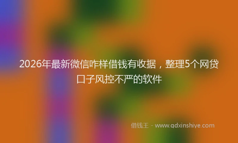 2026年最新微信咋样借钱有收据，整理5个网贷口子风控不严的软件