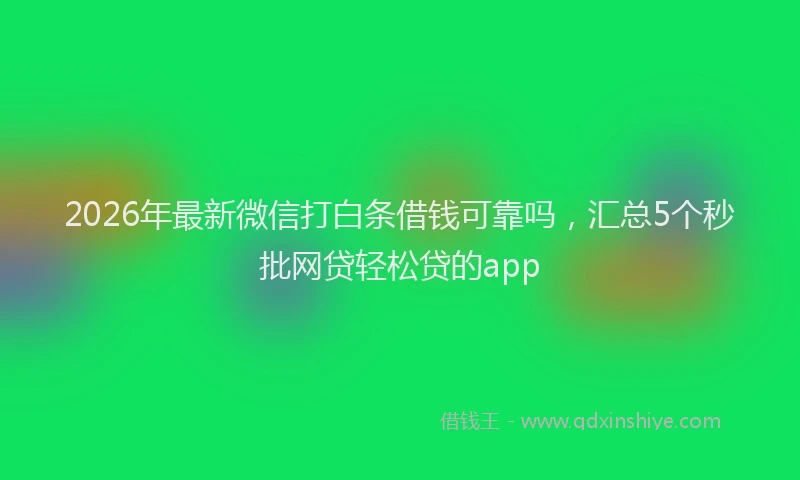 2026年最新微信打白条借钱可靠吗，汇总5个秒批网贷轻松贷的app