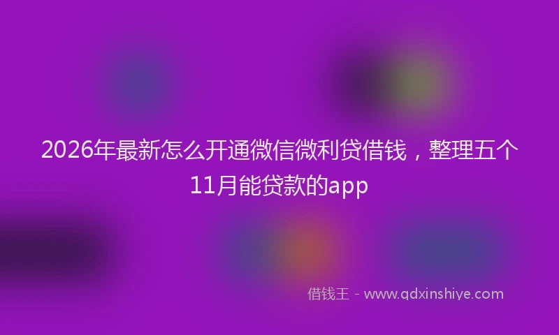 2026年最新怎么开通微信微利贷借钱，整理五个11月能贷款的app