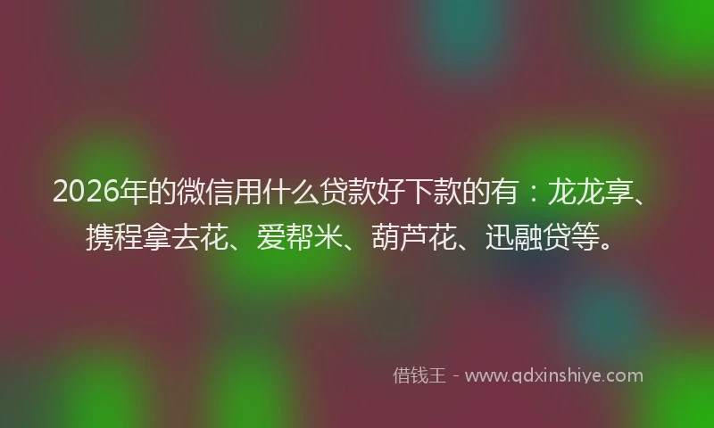 2026年的微信用什么贷款好下款的有：龙龙享、携程拿去花、爱帮米、葫芦花、迅融贷等。
