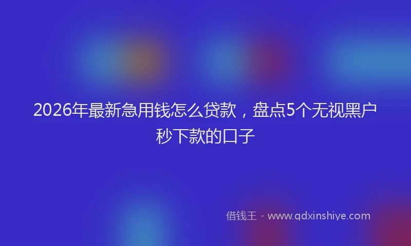 2026年最新急用钱怎么贷款，盘点5个无视黑户秒下款的口子
