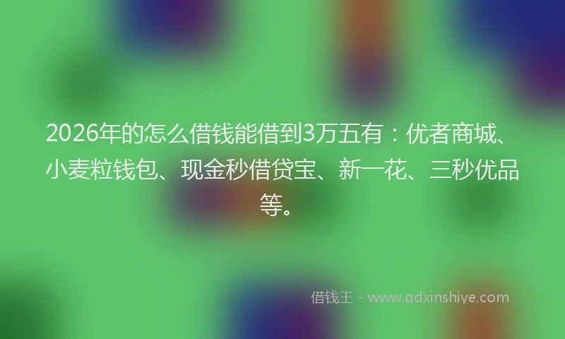 2026年的怎么借钱能借到3万五有:优者商城、小麦粒钱包、现金秒借贷宝、新一花、三秒优品等。