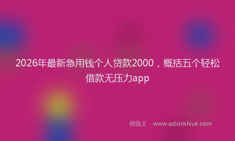 2026年最新急用钱个人贷款2000，概括五个轻松借款无压力app