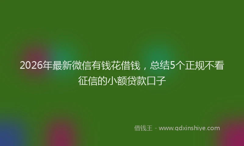 2026年最新微信有钱花借钱，总结5个正规不看征信的小额贷款口子
