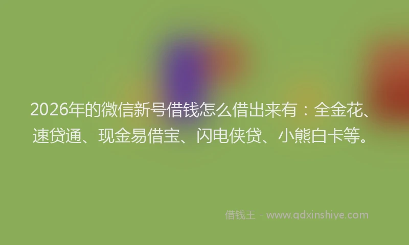 2026年的微信新号借钱怎么借出来有：全金花、速贷通、现金易借宝、闪电侠贷、小熊白卡等。