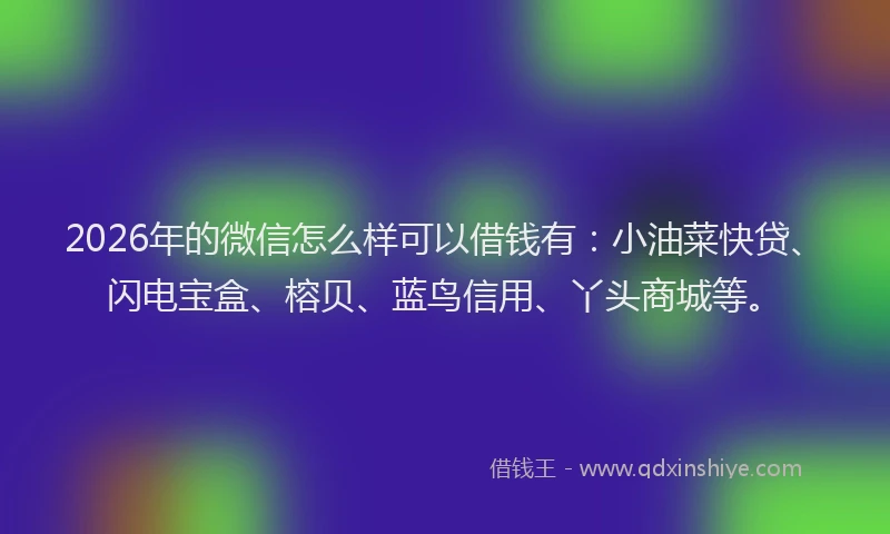 2026年的微信怎么样可以借钱有：小油菜快贷、闪电宝盒、榕贝、蓝鸟信用、丫头商城等。
