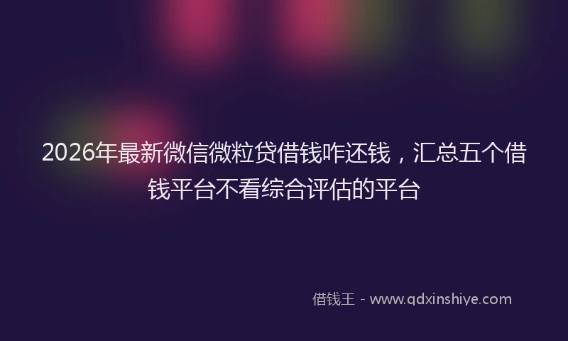 2026年最新微信微粒贷借钱咋还钱，汇总五个借钱平台不看综合评估的平台