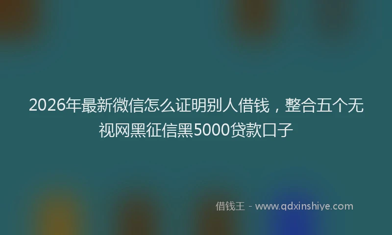 2026年最新微信怎么证明别人借钱，整合五个无视网黑征信黑5000贷款口子