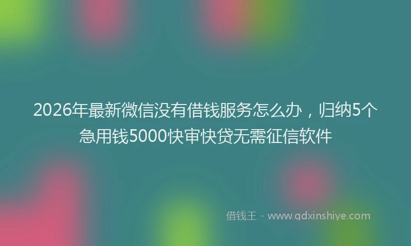 2026年最新微信没有借钱服务怎么办，归纳5个急用钱5000快审快贷无需征信软件