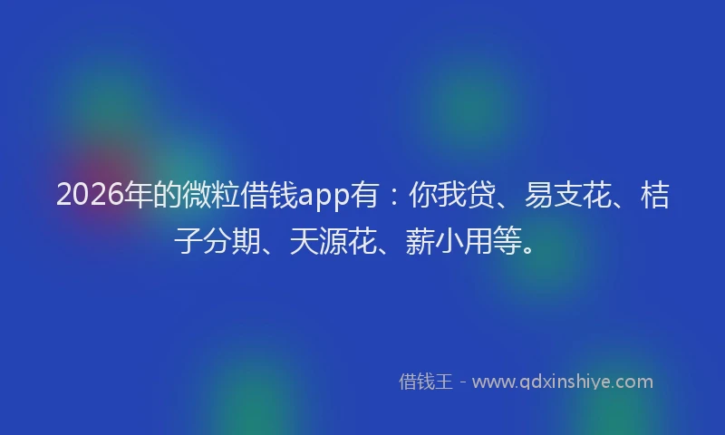2026年的微粒借钱app有：你我贷、易支花、桔子分期、天源花、薪小用等。