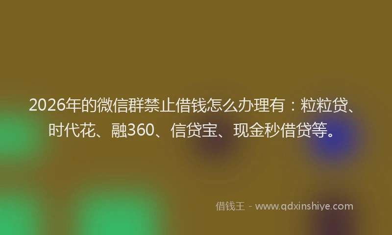 2026年的微信群禁止借钱怎么办理有：粒粒贷、时代花、融360、信贷宝、现金秒借贷等。