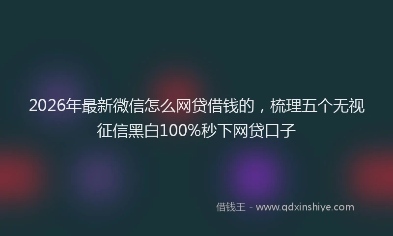 2026年最新微信怎么网贷借钱的，梳理五个无视征信黑白100%秒下网贷口子