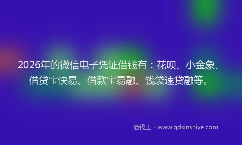 2026年的微信电子凭证借钱有：花呗、小金象、借贷宝快易、借款宝易融、钱袋速贷融等。