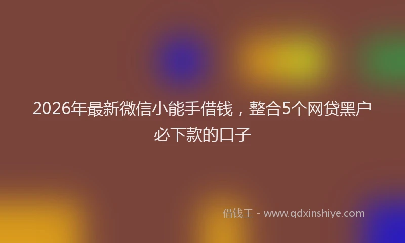 2026年最新微信小能手借钱，整合5个网贷黑户必下款的口子