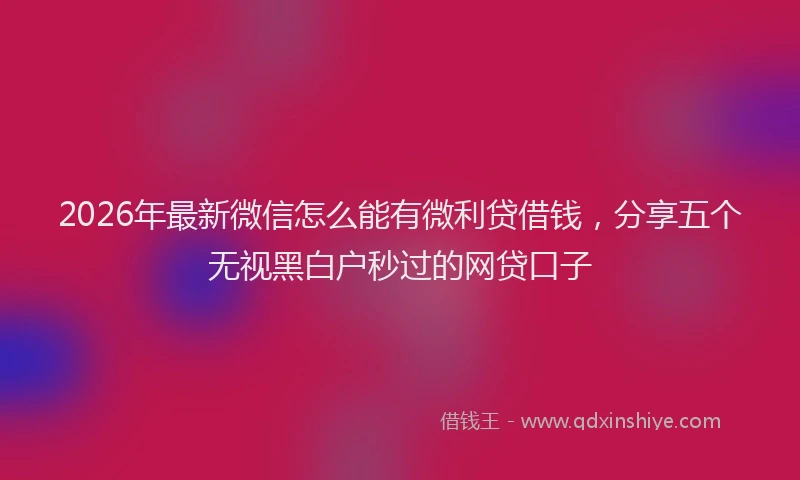 2026年最新微信怎么能有微利贷借钱，分享五个无视黑白户秒过的网贷口子