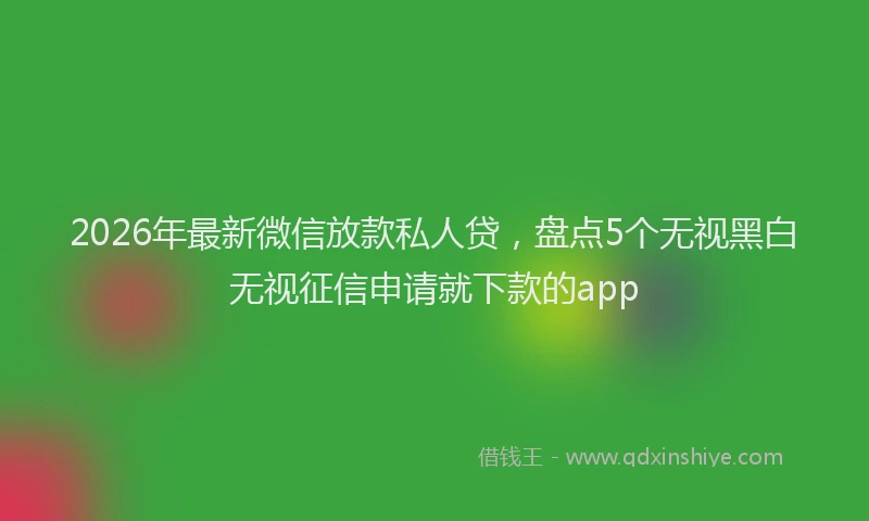 2026年最新微信放款私人贷，盘点5个无视黑白无视征信申请就下款的app