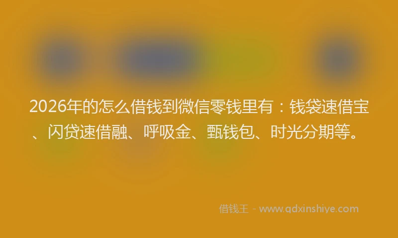 2026年的怎么借钱到微信零钱里有：钱袋速借宝、闪贷速借融、呼吸金、甄钱包、时光分期等。