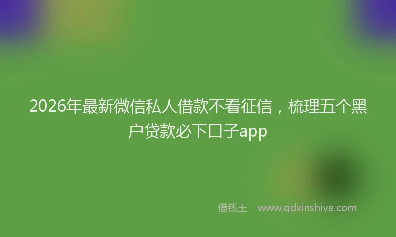 2026年最新微信私人借款不看征信，梳理五个黑户贷款必下口子app