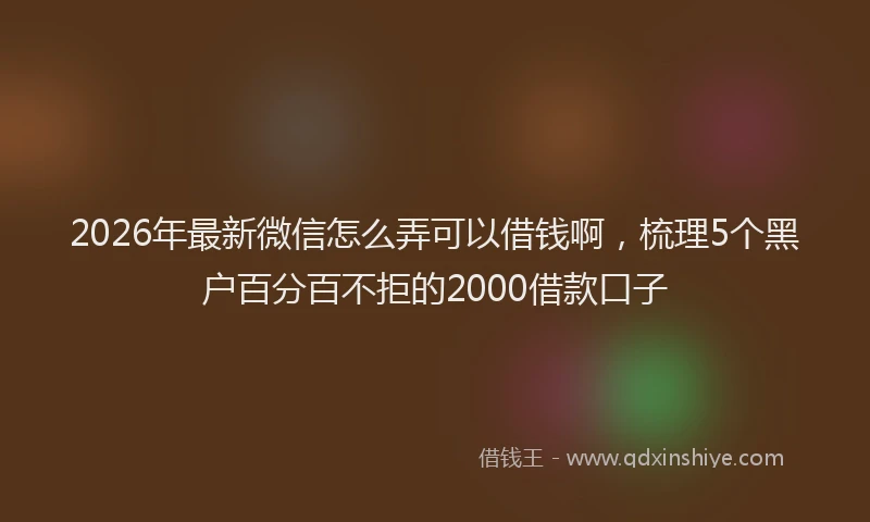 2026年最新微信怎么弄可以借钱啊，梳理5个黑户百分百不拒的2000借款口子