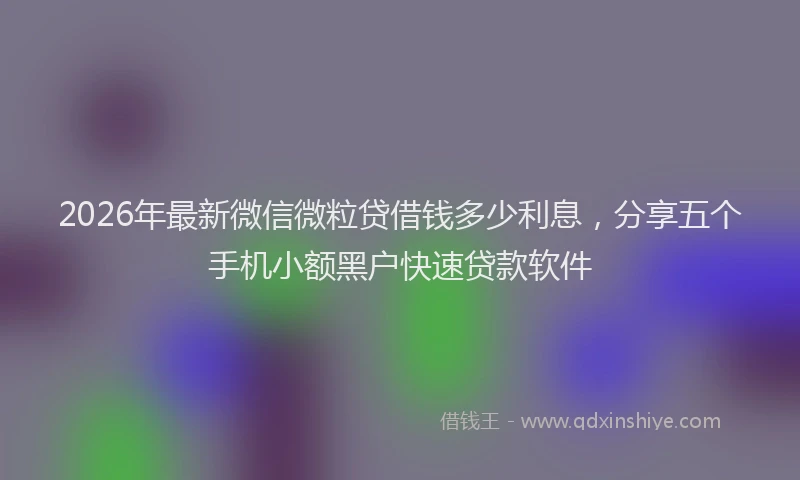 2026年最新微信微粒贷借钱多少利息，分享五个手机小额黑户快速贷款软件