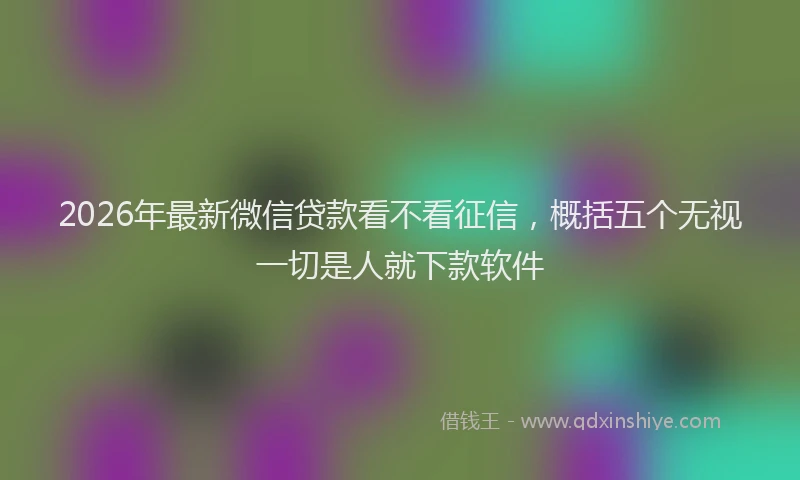 2026年最新微信贷款看不看征信，概括五个无视一切是人就下款软件