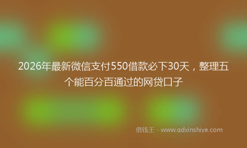 2026年最新微信支付550借款必下30天，整理五个能百分百通过的网贷口子
