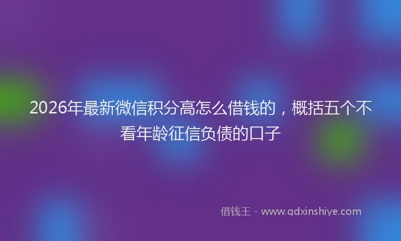 2026年最新微信积分高怎么借钱的，概括五个不看年龄征信负债的口子