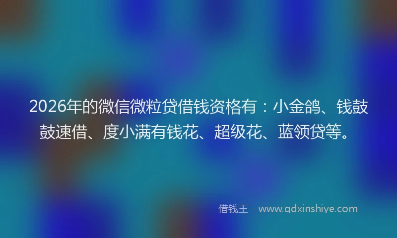 2026年的微信微粒贷借钱资格有：小金鸽、钱鼓鼓速借、度小满有钱花、超级花、蓝领贷等。