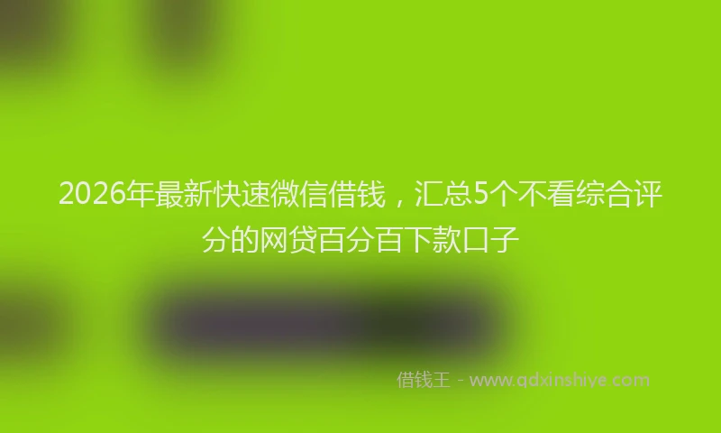 2026年最新快速微信借钱，汇总5个不看综合评分的网贷百分百下款口子
