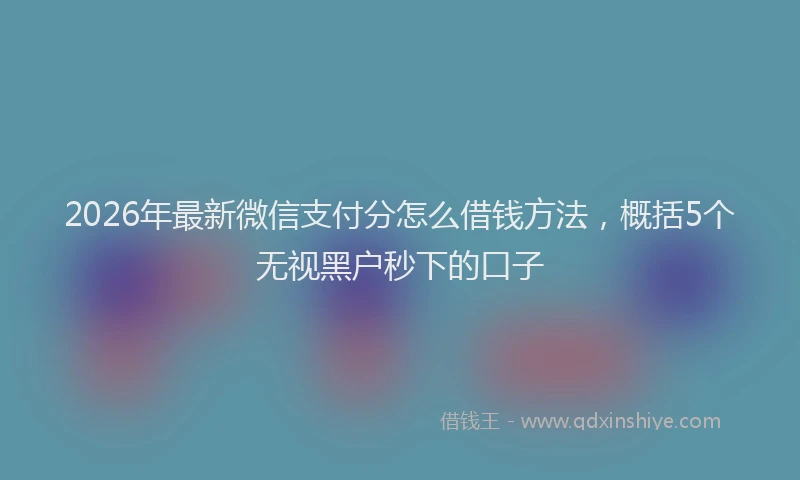 2026年最新微信支付分怎么借钱方法，概括5个无视黑户秒下的口子