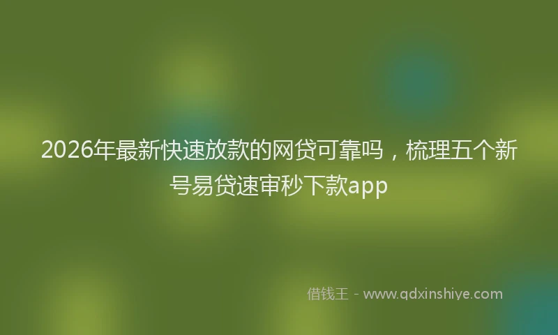 2026年最新快速放款的网贷可靠吗，梳理五个新号易贷速审秒下款app