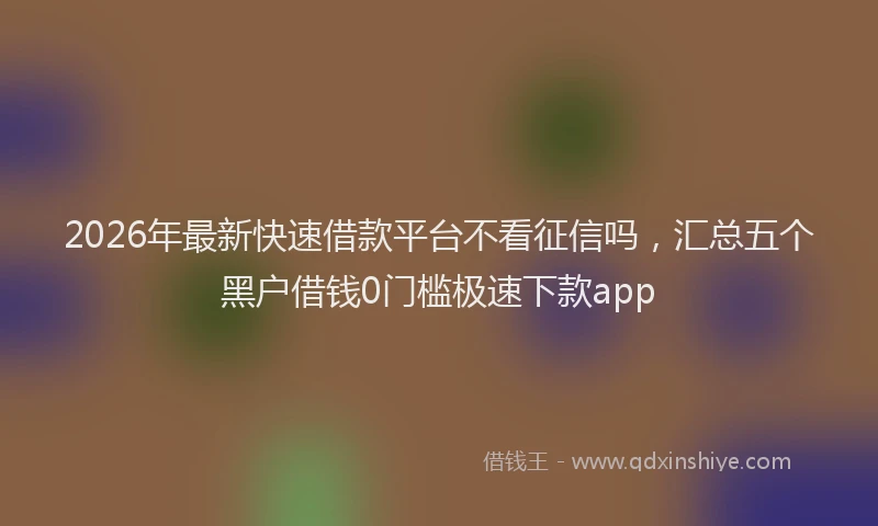 2026年最新快速借款平台不看征信吗，汇总五个黑户借钱0门槛极速下款app