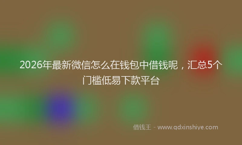 2026年最新微信怎么在钱包中借钱呢，汇总5个门槛低易下款平台