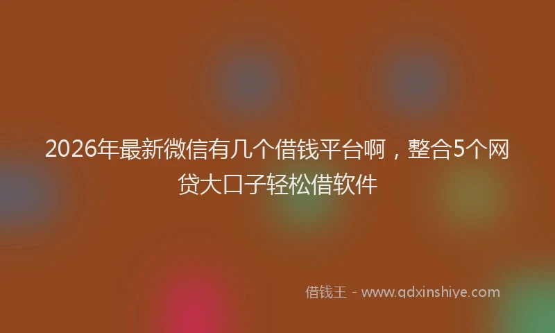 2026年最新微信有几个借钱平台啊，整合5个网贷大口子轻松借软件