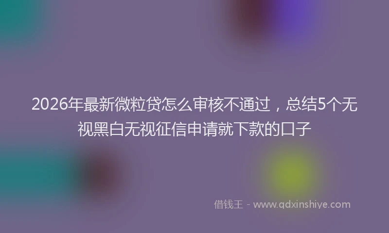2026年最新微粒贷怎么审核不通过，总结5个无视黑白无视征信申请就下款的口子