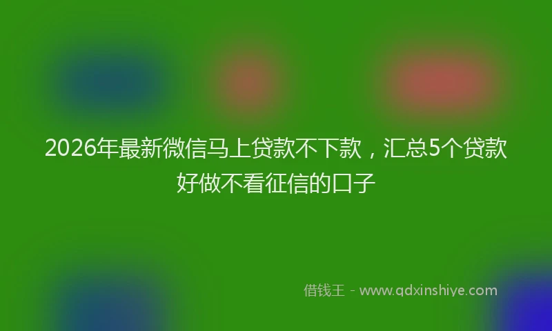 2026年最新微信马上贷款不下款，汇总5个贷款好做不看征信的口子