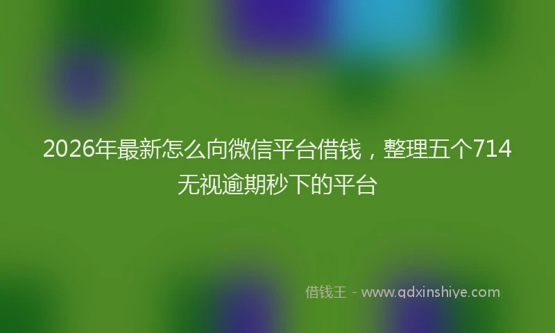 2026年最新怎么向微信平台借钱，整理五个714无视逾期秒下的平台