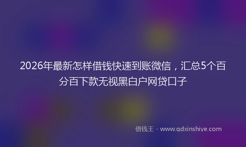 2026年最新怎样借钱快速到账微信，汇总5个百分百下款无视黑白户网贷口子