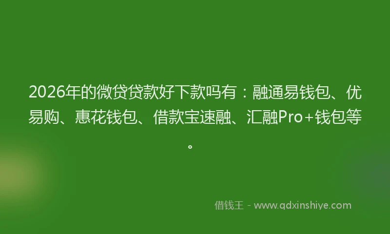 2026年的微贷贷款好下款吗有：融通易钱包、优易购、惠花钱包、借款宝速融、汇融Pro+钱包等。