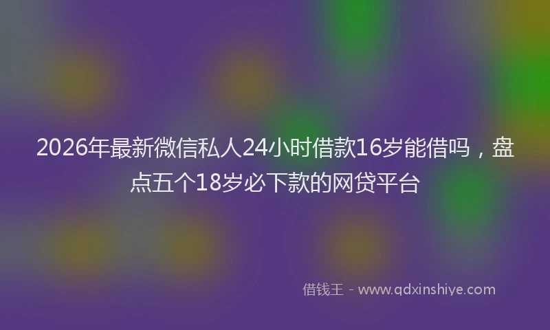 2026年最新微信私人24小时借款16岁能借吗，盘点五个18岁必下款的网贷平台