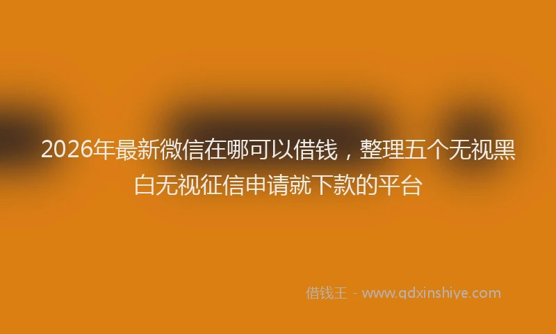 2026年最新微信在哪可以借钱，整理五个无视黑白无视征信申请就下款的平台