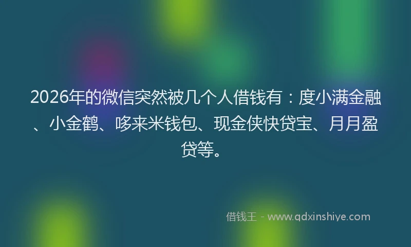 2026年的微信突然被几个人借钱有：度小满金融、小金鹤、哆来米钱包、现金侠快贷宝、月月盈贷等。