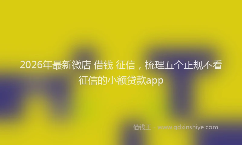 2026年最新微店 借钱 征信，梳理五个正规不看征信的小额贷款app